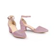 thumbnail image 1 of BLISSFUL STEP Glitter Pointed Toe Pumps Ankle Strap Buckle Chunky Block Heel Dress Pumps for Women, 1 of 7