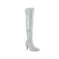 thumbnail image 1 of BLISSFUL STEP Women's Boots Glitter Over The Knee Stiletto Heel Pointy Toe Party Boots Silver 7, 1 of 6