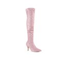 thumbnail image 1 of BLISSFUL STEP Women's Boots Glitter Over The Knee Stiletto Heel Pointy Toe Party Boots Pink 7, 1 of 6