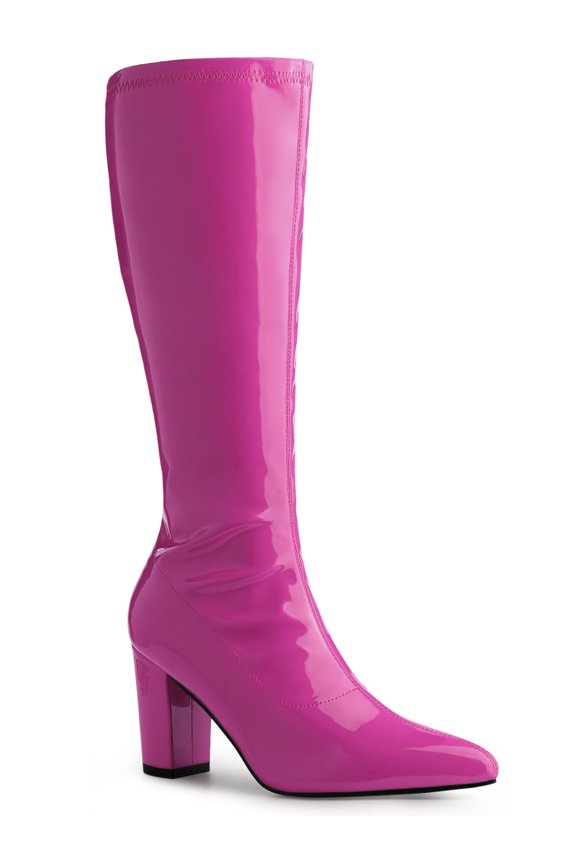Women's GoGo Boot Block Heels Knee High Boots Hot Pink 9