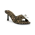 thumbnail image 1 of BLISSFUL STEP Knot Open Toe Slip On Mules Satin Stiletto Heel Sandals for Women Leopard (Size 10), 1 of 6