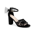 thumbnail image 1 of BLISSFUL STEP Women's Chunky Heel Sandals Open Toe Ankle Strap Lace Bow Heels Black 6.5, 1 of 7