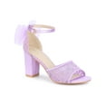 thumbnail image 1 of BLISSFUL STEP Women's Chunky Heel Sandals Open Toe Ankle Strap Lace Bow Heels Purple 8, 1 of 6