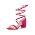 thumbnail image 1 of BLISSFUL STEP Lace Up Contrasting Colors Open Toe Block Heel Sandals for Women, 1 of 6