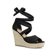 thumbnail image 1 of BLISSFUL STEP Lace Up Espadrilles Wedges Heels Sandals for Women Black 7, 1 of 7