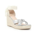thumbnail image 1 of BLISSFUL STEP Lace Up Platform Espadrilles Wedges Heel Sandals for Women Silver 10, 1 of 6