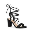 thumbnail image 1 of BLISSFUL STEP Lace Up Slingback Block High Heels Sandals for Women, 1 of 7