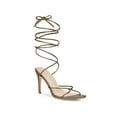 thumbnail image 1 of Perphy Lace Up Slingback Strappy Stiletto Heels Sandals for Women Gunmetal (Size 9), 1 of 6