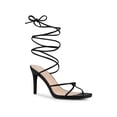 thumbnail image 1 of BLISSFUL STEP Lace Up Slingback Strappy Stiletto Heels Sandals for Women Black 7, 1 of 7