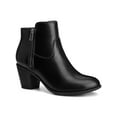 thumbnail image 1 of BLISSFUL STEP Women's Ankle Boots Chunky Heel Round Toe Zipper Faux Leather Boots Black 8, 1 of 6