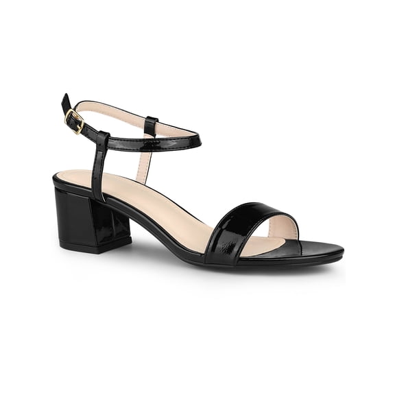 BLISSFUL STEP Open Toe Block Heel Ankle Strap Sandals for Women