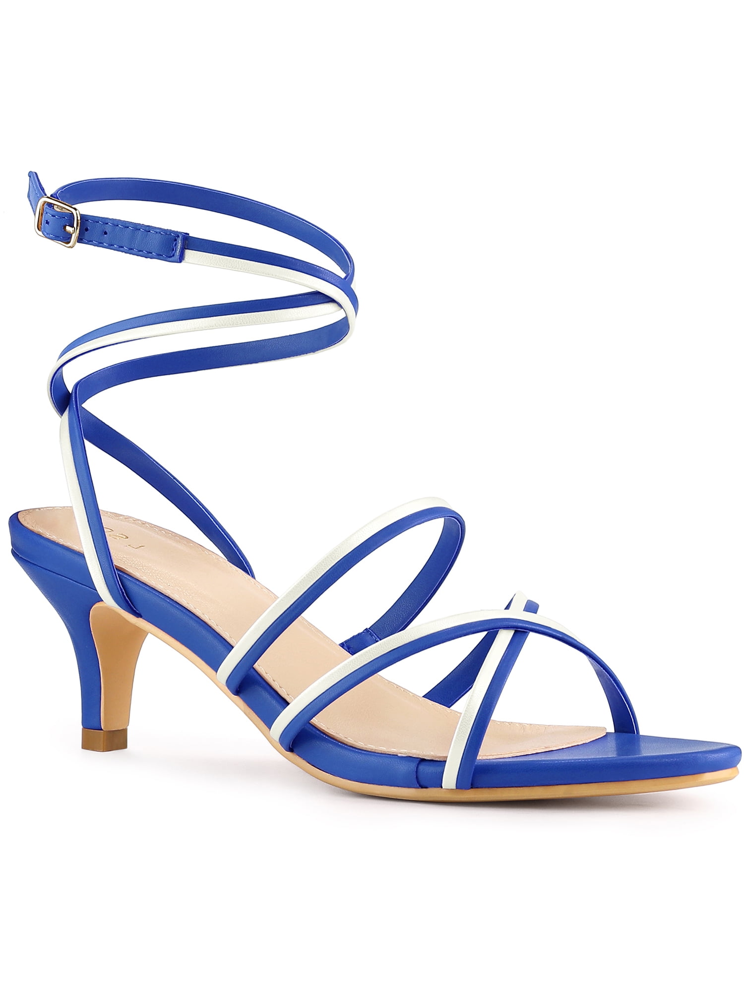 Navy strappy kitten heels discount
