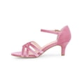 thumbnail image 1 of BLISSFUL STEP Open Toe Cross Strap Kitten Heels Sandals for Women Pink 9, 1 of 8