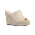 thumbnail image 1 of BLISSFUL STEP Open Toe Espadrille Wedge Heel Platform Slide Sandal for Women Beige 8.5, 1 of 7