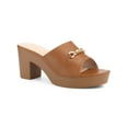 thumbnail image 1 of BLISSFUL STEP Open Toe Platform Block Heel Slides Sandals for Women Brown 8, 1 of 5
