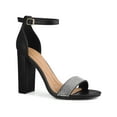 thumbnail image 1 of BLISSFUL STEP Open Toe Rhines Ankle Strap Block Heel Sandals for Women, 1 of 6