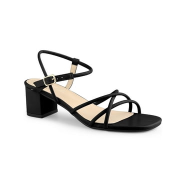 Perphy Open Toe Slingback Block Heel Sandals for Women Black (Size 6)