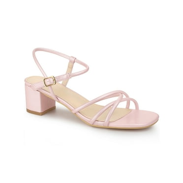 Perphy Open Toe Slingback Block Heel Sandals for Women Bling Pink (Size 7)