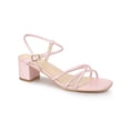thumbnail image 1 of BLISSFUL STEP Edition Open Toe Slingback Block Heel Sandals for Women Bling Pink (Size 9.5), 1 of 6