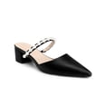 thumbnail image 1 of BLISSFUL STEP Pearls Strap Block Heel Sandals Slip on Backless Pumps for Women Black (Size 7), 1 of 7