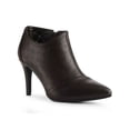 thumbnail image 1 of BLISSFUL STEP Perforated Pointed Toe Zipper Stiletto Heels Ankle Boots for Women Coffee 8, 1 of 4