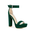 thumbnail image 1 of BLISSFUL STEP Women's Shoes Faux Suede Platform Block Heel Ankle Strap Buckle Open Toe Sandals Dark Green 9.5, 1 of 6