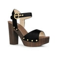 thumbnail image 1 of BLISSFUL STEP Platform Ankle Strap Block Heels Sandals for Women Black 6.5, 1 of 7