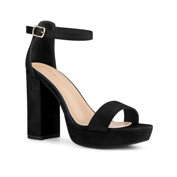 Perphy Platform Ankle Strap Open Toe Block Heel Sandals for Women Black 9