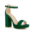 thumbnail image 1 of Perphy Platform Ankle Strap Open Toe Block Heel Sandals for Women Green 9, 1 of 6