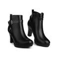 thumbnail image 1 of BLISSFUL STEP Platform Block Heel Buckle Ankle Boots for Women Black 7, 1 of 8