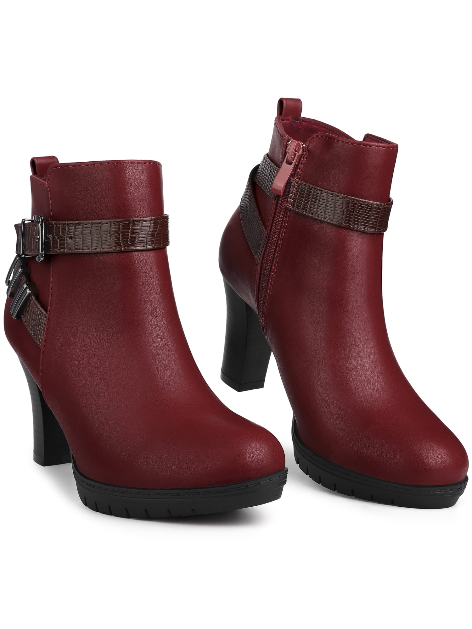 Women's Buckle Strap Block Heel Ankle Orthopedic Boots
