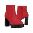 thumbnail image 1 of BLISSFUL STEP Platform Boots Round Toe Side Zip Block Heels Ankle Boots for Women, 1 of 6