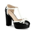thumbnail image 1 of Allegra K Platform Bow T Strap Chunky Hesl Pumps for Women Black 8, 1 of 6