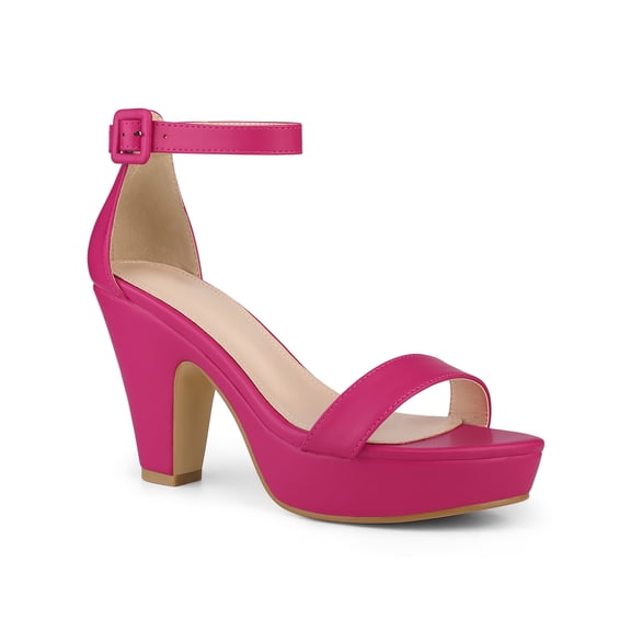 BLISSFUL STEP Platform Chunky Heel Sandals for Women Hot Pink 10