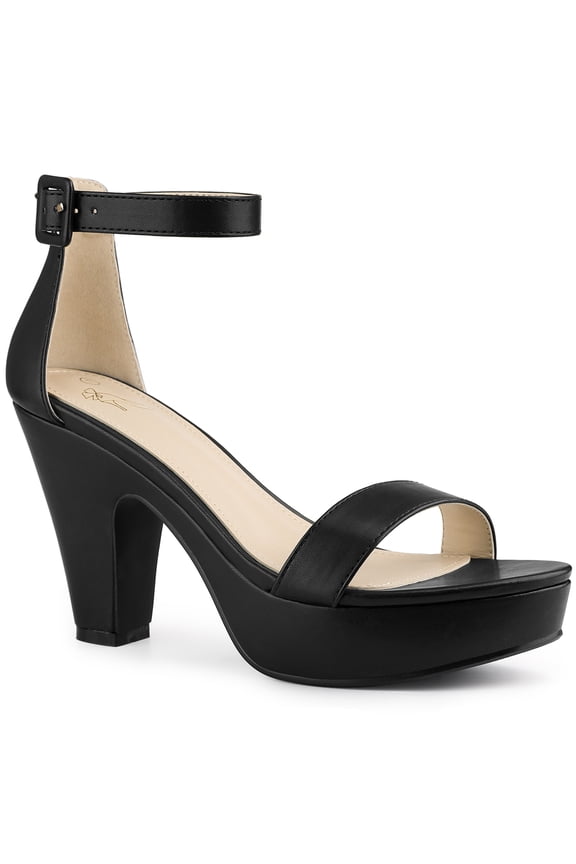 Platform Chunky Heel Sandals for Women Black 7.5