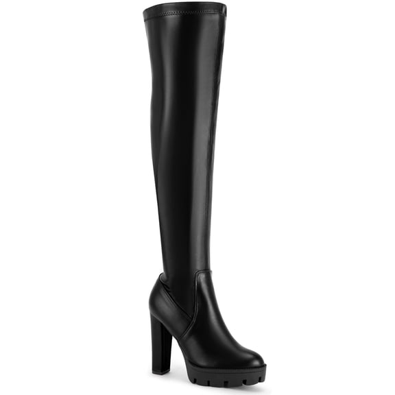BLISSFUL STEP Platform Chunky Heels Over the Knee High Boots for Women