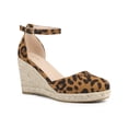 thumbnail image 1 of BLISSFUL STEP Platform Espadrilles Closed Toe Wedge Heel Sandals for Women Leopard 7, 1 of 5