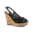 thumbnail image 1 of BLISSFUL STEP Platform Heels Lace Bow Slingback Wedge Sandals for Women Black 9, 1 of 6