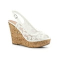 thumbnail image 1 of BLISSFUL STEP Platform Heels Lace Bow Slingback Wedge Sandals for Women White 6, 1 of 6