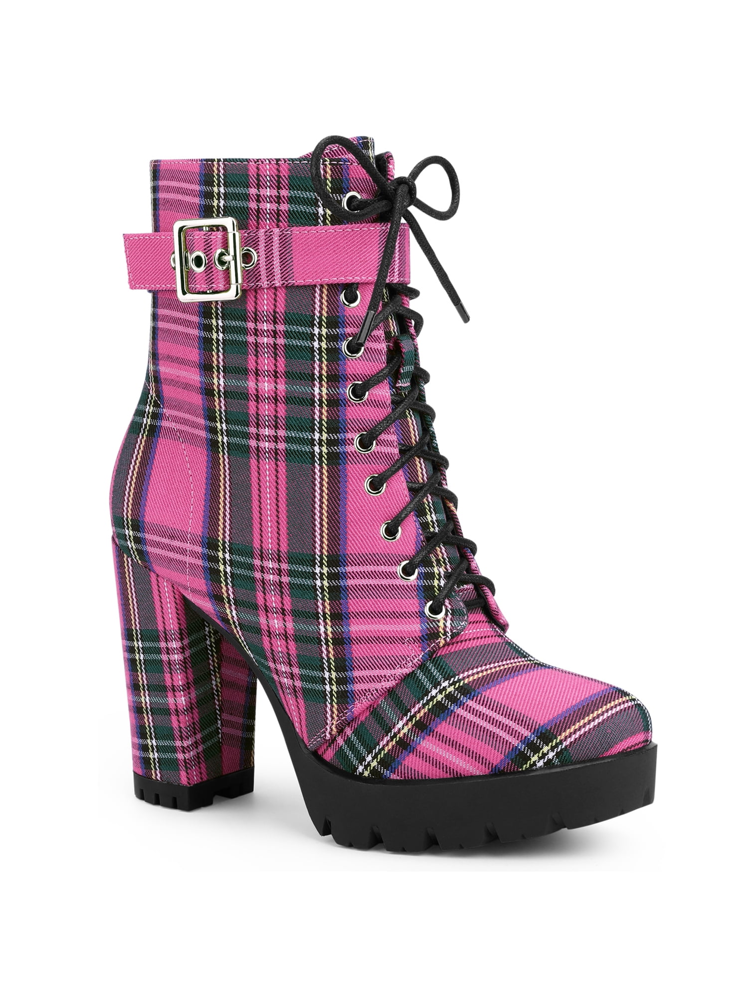 Pink Platform Boots for Women - Hot Pink Chunky Heel Boots BLISSFUL STEP Women main image 2
