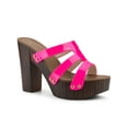 thumbnail image 1 of BLISSFUL STEP Platform Open Toe Block Heels Slides Sandals for Women Hot Pink 7, 1 of 4