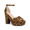 thumbnail image 1 of BLISSFUL STEP Platform Open Toe Chunky High Heels Sandals for Women Leopard (Size 6), 1 of 7