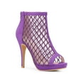 thumbnail image 1 of BLISSFUL STEP Platform Peep Toe Mesh Back Zip Stiletto Heel Sandal for Women Purple (Size 9), 1 of 4