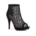 thumbnail image 1 of BLISSFUL STEP Platform Peep Toe Mesh Back Zip Stiletto Heel Sandal for Women Black (Size 7), 1 of 6