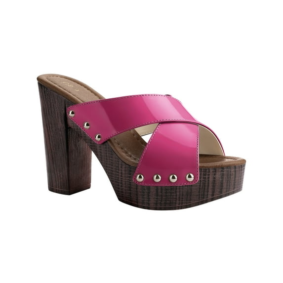 BLISSFUL STEP Platform Sandals Crisscross Strap Chunky Heels Sandals for Women