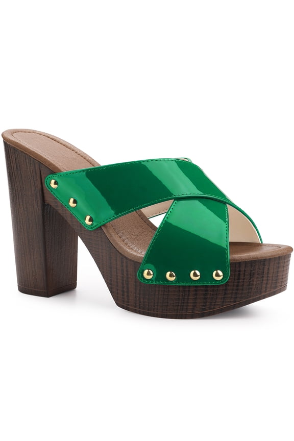Platform Sandals Crisscross Strap Chunky Heels Sandals for Women