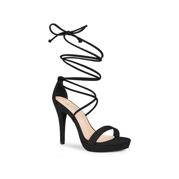BLISSFUL STEP Platform Stiletto Heels Lace Up Sandals for Women