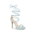 thumbnail image 1 of BLISSFUL STEP Platform Stiletto Heels Lace Up Sandals for Women, 1 of 5