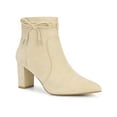 thumbnail image 1 of BLISSFUL STEP Pointed Toe Bow Block Heel Ankle Boots for Women, 1 of 5