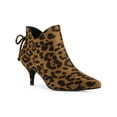 thumbnail image 1 of BLISSFUL STEP Pointed Toe Bow Cutout Kitten Heel Ankle Booties for Women Leopard 7.5, 1 of 7